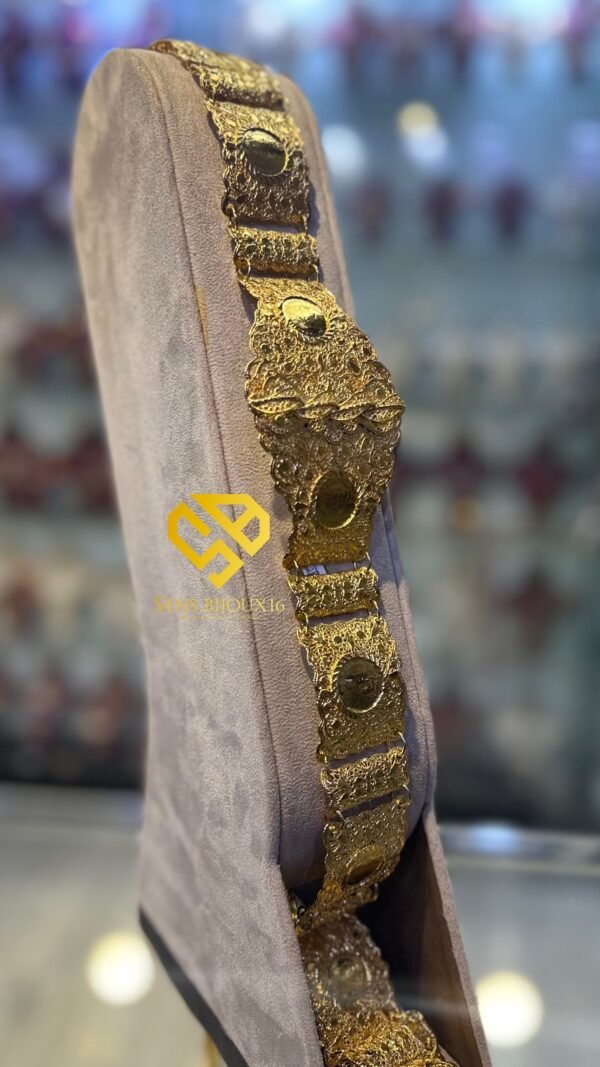 Ceinture caré en bronze véritable – Dorure 24K garantie 10ans