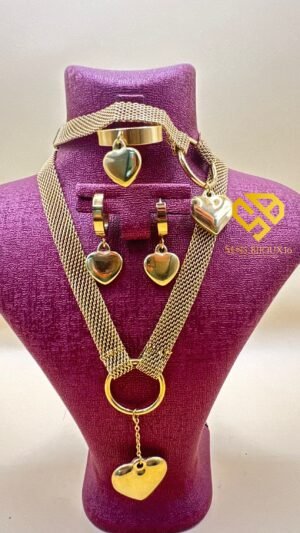 Parure cœur en Acier Inoxydable – Garantie 10 Ans