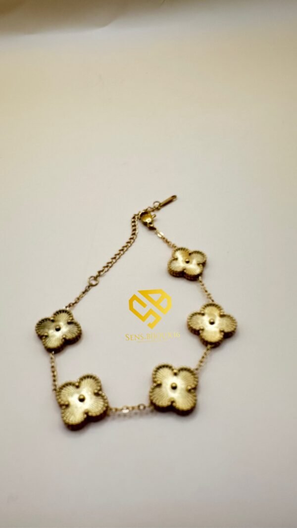 1480b128-70d4-4ff8-b49e-447b9fdeb610 Gourmette trefle en Acier Inoxydable – Garantie 10 Ans dispo en 4 couleur( rose - mauve - vert - noir - doré )