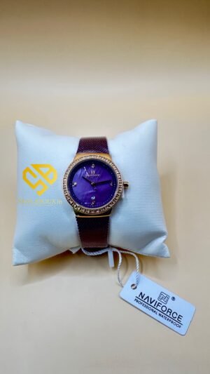 Montre NAVIFORCE Originale mauve– Étanche – Bracelet Acier Inoxydable