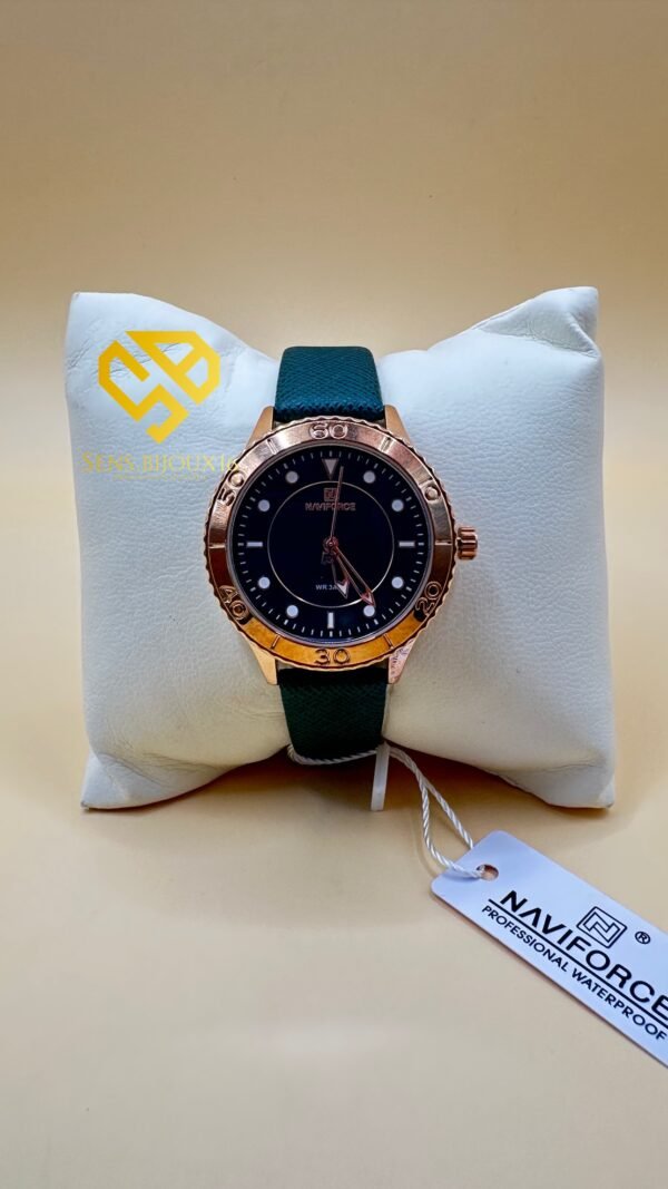 Montre NAVIFORCE Originale vert– Étanche – Bracelet en Cuir
