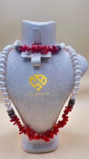 Duo Chaine et Gourmette en Corail et Johar – Garantie à Vie