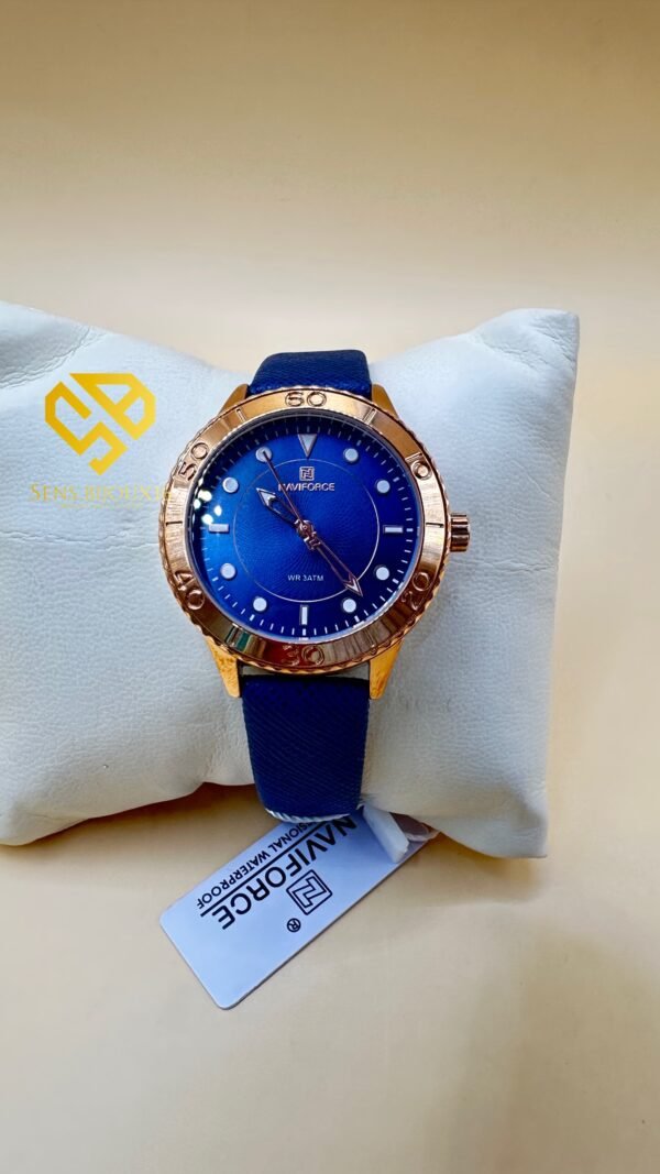 Montre NAVIFORCE Originale bleu nuit– Étanche – Bracelet en Cuir