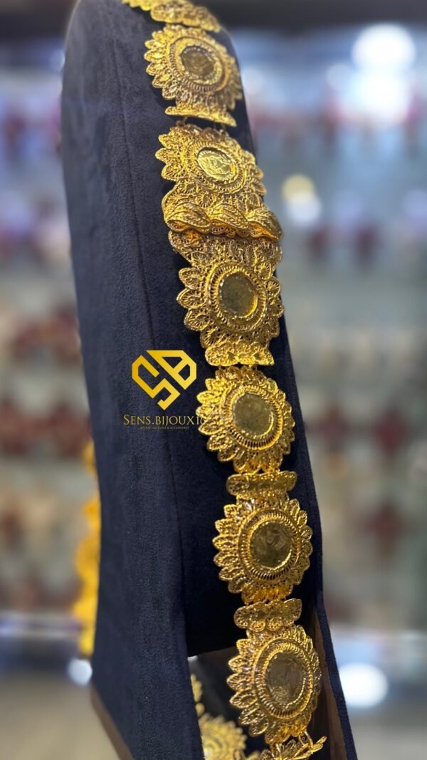 Ceinture ronde cravate en bronze véritable – Dorure 24K garantie 10ans