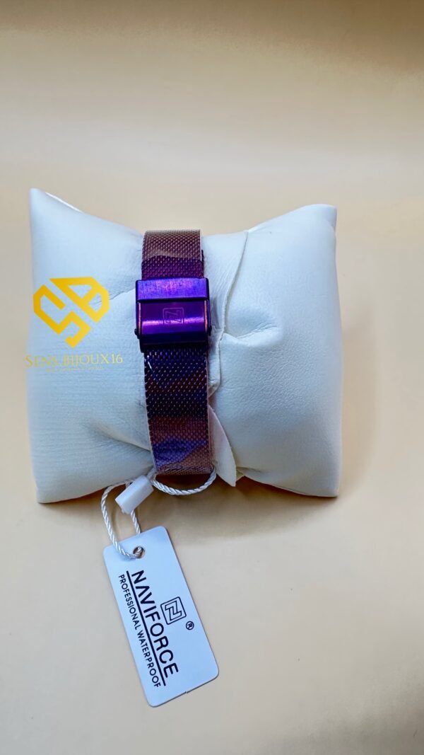 Montre NAVIFORCE Originale mauve– Étanche – Bracelet Acier Inoxydable