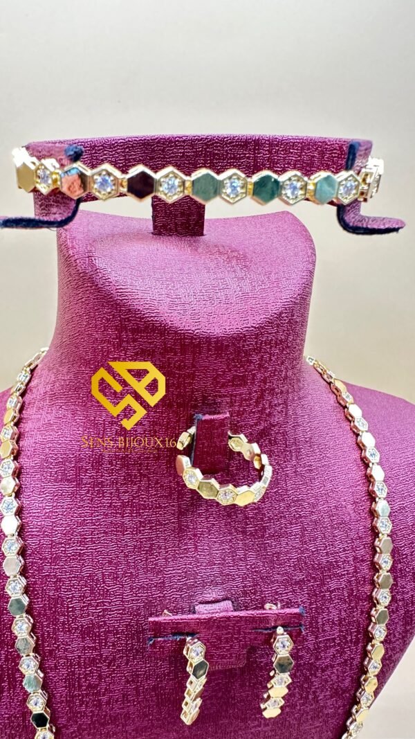 Parure en Acier Inoxydable Doré 18 Carats – Garantie 10 Ans