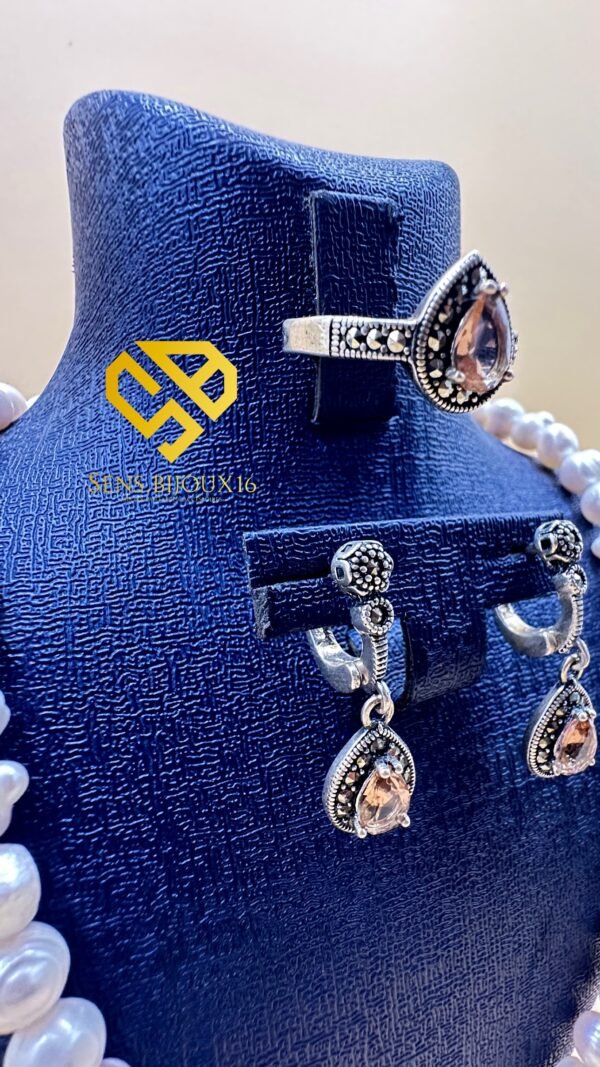 Trio en vrai perle Djoher + argent 925 ( vrai pierre soltani avec facture