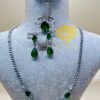 Parure en véritable zircon vert – acier inoxydable rhodié