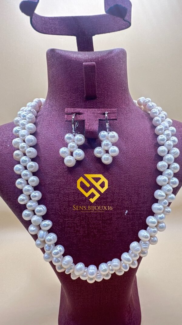 Duo Collier et Boucles Johar en Perles Naturelles – Garantie 10 Ans