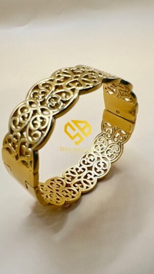 Bracelet Arabesque  en Acier Inoxydable Doré 18 Carats – Garantie 10 Ans ( grand model)
