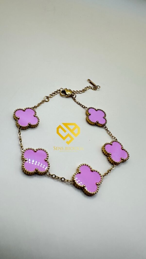 e15dc934-90ee-4c6f-95d3-0b94150cb430 Gourmette trefle en Acier Inoxydable – Garantie 10 Ans dispo en 4 couleur( rose - mauve - vert - noir - doré )