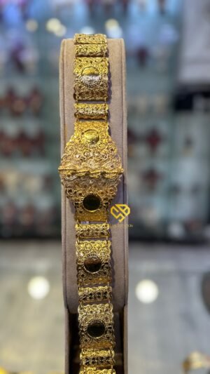 Ceinture caré en bronze véritable – Dorure 24K garantie 10ans