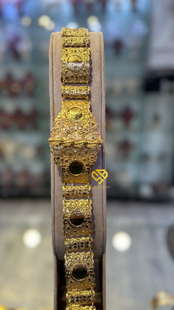 Ceinture caré en bronze véritable – Dorure 24K garantie 10ans