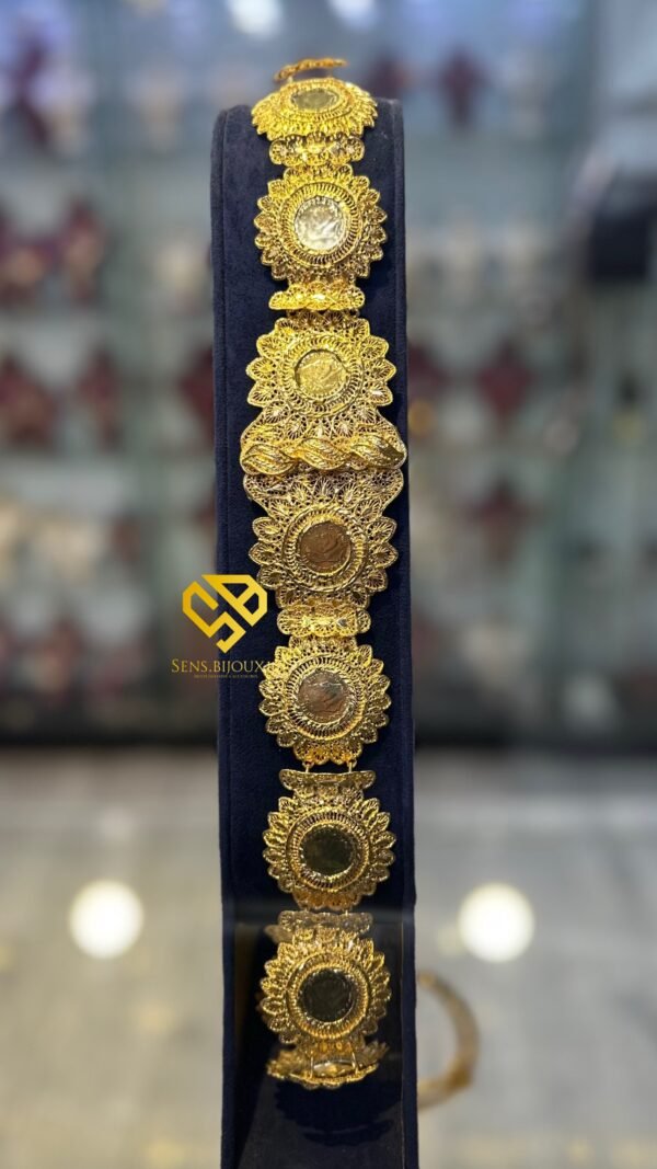 Ceinture ronde cravate en bronze véritable – Dorure 24K garantie 10ans