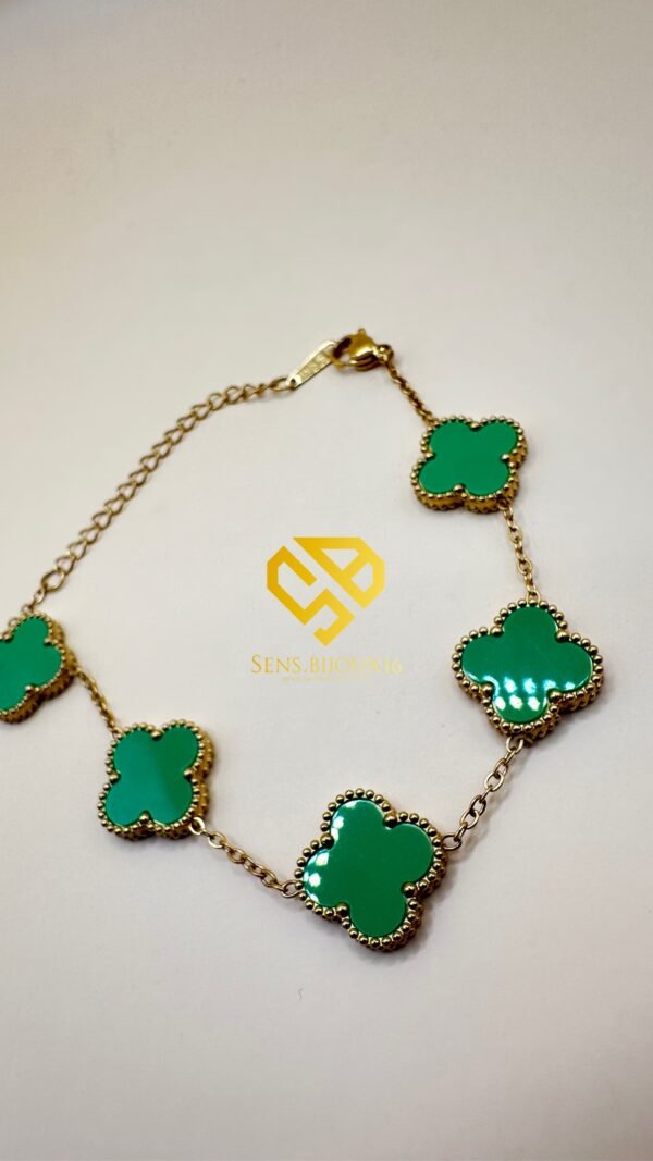 fcb13e70-c791-4c57-8538-d940d56147b4 Gourmette trefle en Acier Inoxydable – Garantie 10 Ans dispo en 4 couleur( rose - mauve - vert - noir - doré )