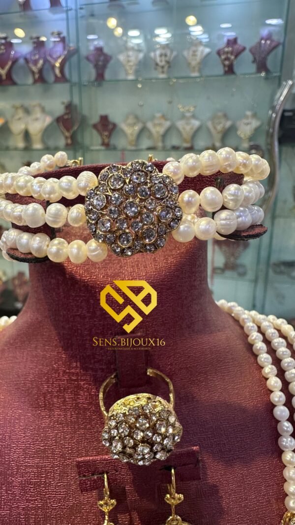 Mkhebel en vrai bronze et vraies perles de djoher – Rincé en or – Fait main – Garantie 10 ans