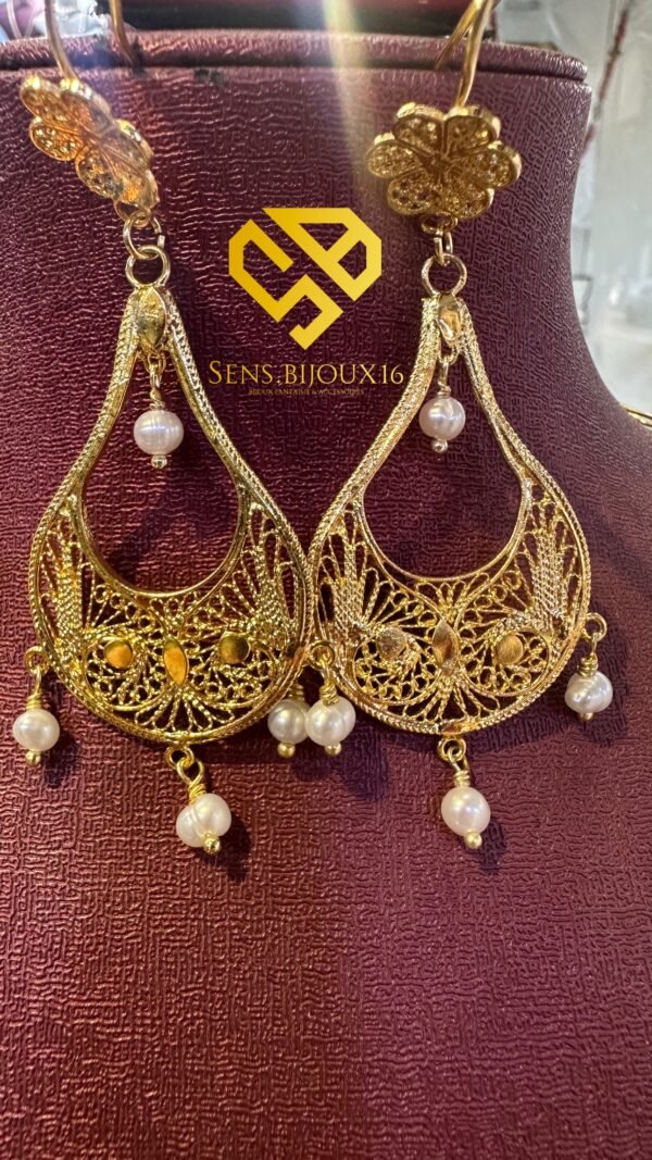 Shentouf traditionnel fait main en vrai bronze et vraies perles de jawhar – Joaillerie raffinée – Garantie 10 ans