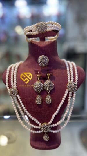 Mkhebel en vrai bronze et vraies perles de djoher – Rincé en or – Fait main – Garantie 10 ans