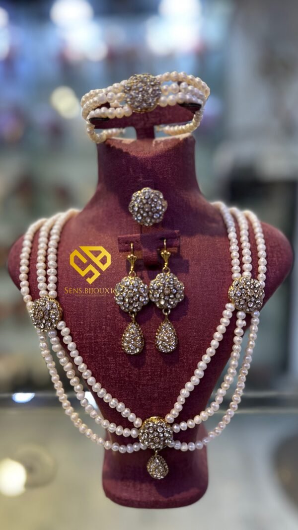 Mkhebel en vrai bronze et vraies perles de djoher – Rincé en or – Fait main – Garantie 10 ans