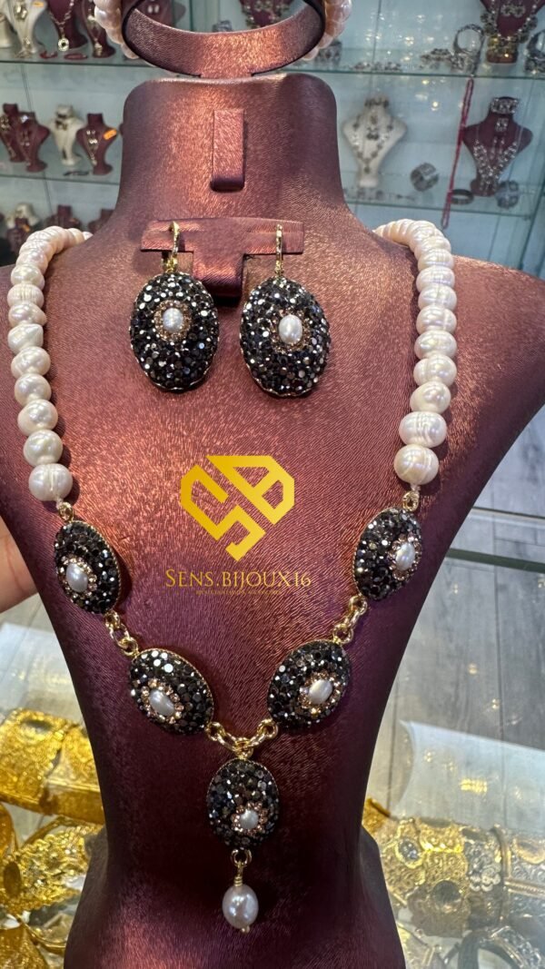 Trio en vrai Djoher avec séparations en perles et zircon – Fait main – Garantie 10 ans