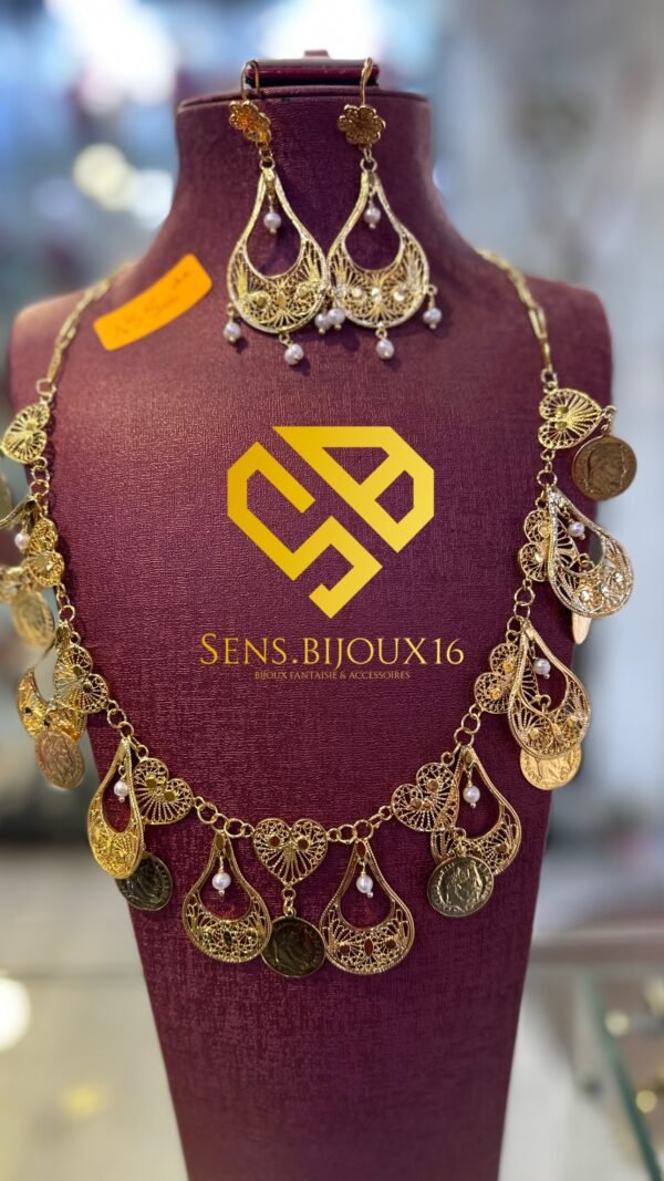 Shentouf traditionnel fait main en vrai bronze et vraies perles de jawhar – Joaillerie raffinée – Garantie 10 ans